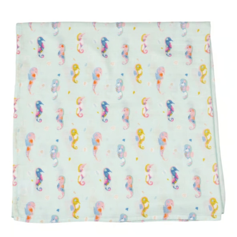 Painterly Seahorse Swaddle