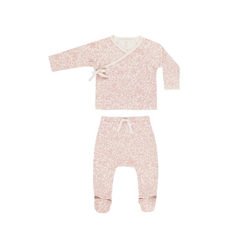 Wrap Top & Footed Pant Set - Pink