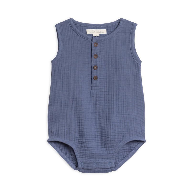 Bowie Muslin Bubble Romper - Marino