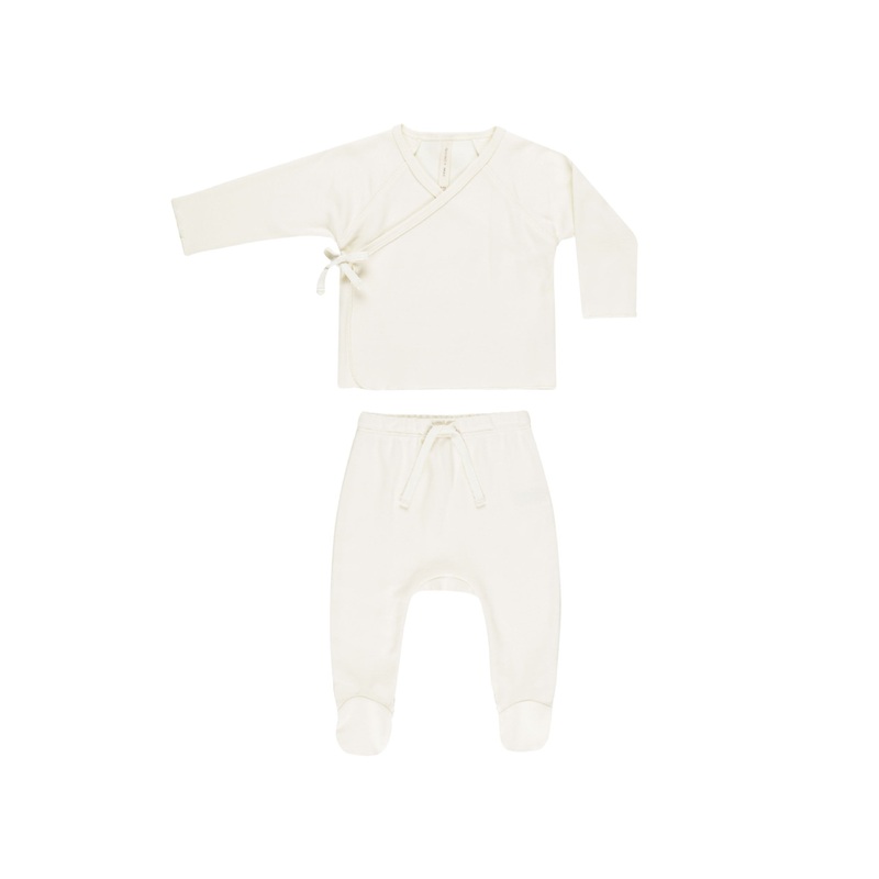 Wrap Top & Footed Pant Set - Ivory
