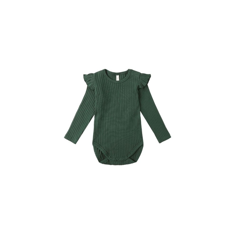 Shoulder Ruffle Bodysuit - Green