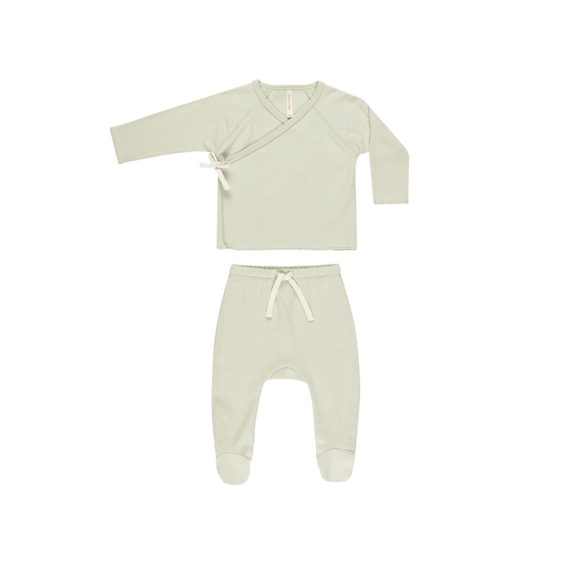 Wrap Top & Footed Pant Set - Mint
