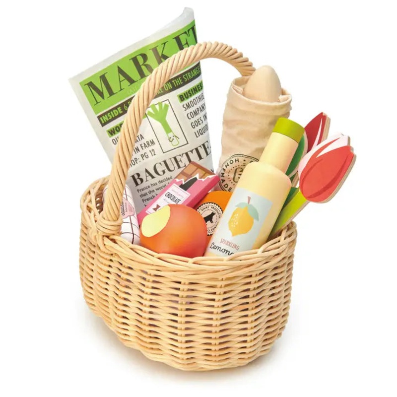 Wicker Shopping Basket Wood Toy