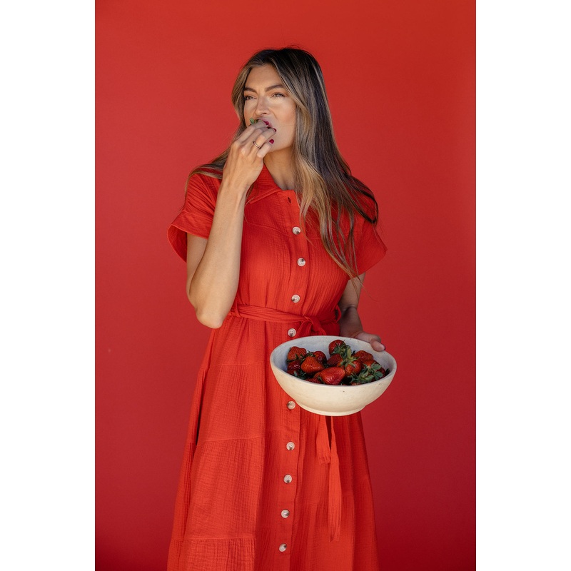 Rosy Posy Button Midi