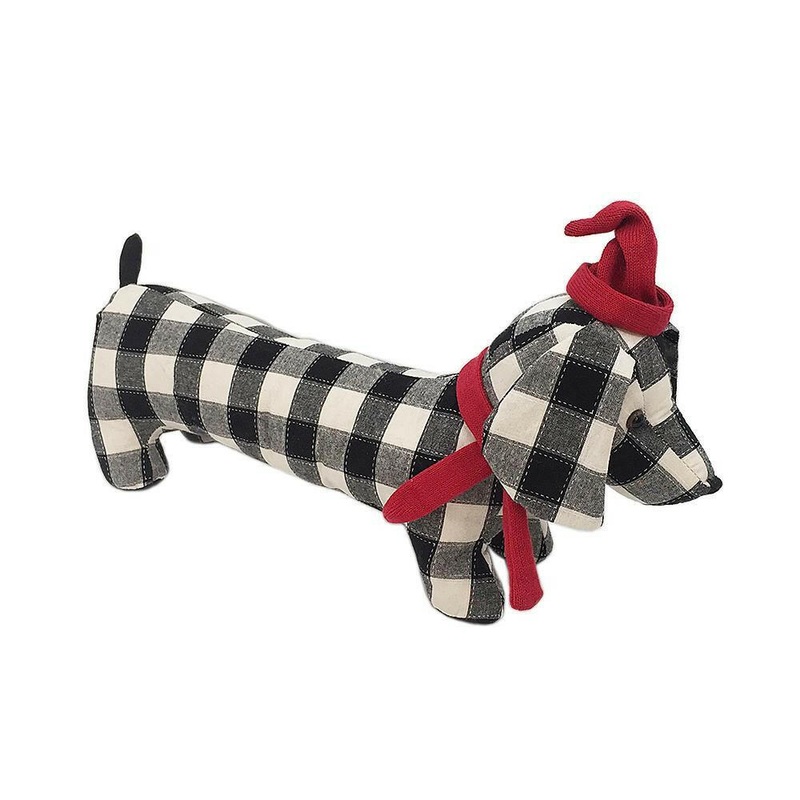 Black & White Weighted Dog Door Stop, 18 in