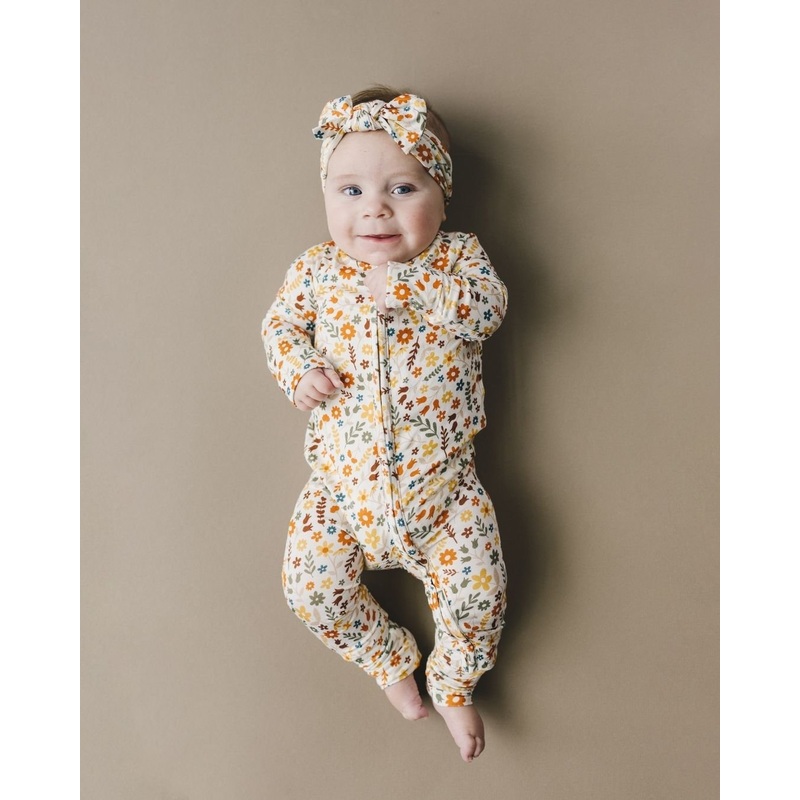 Bamboo Zip Romper | Fall Flowers