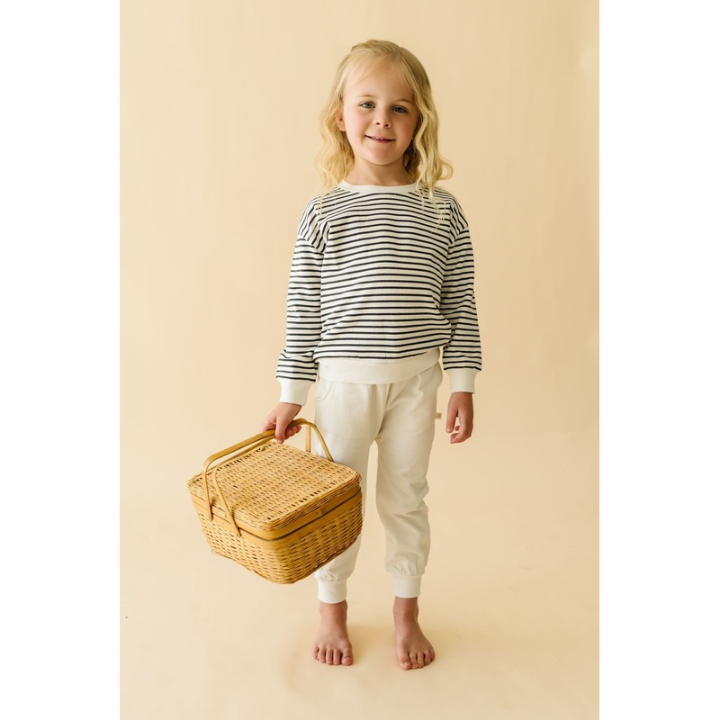 Organic Fleece Sweatshirt - Black Stripes