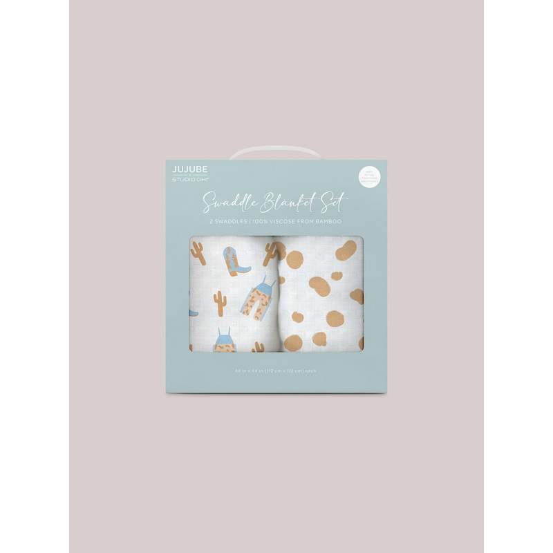 2-Pack Square Swaddle Blanket Set - Howdy Partner Blue