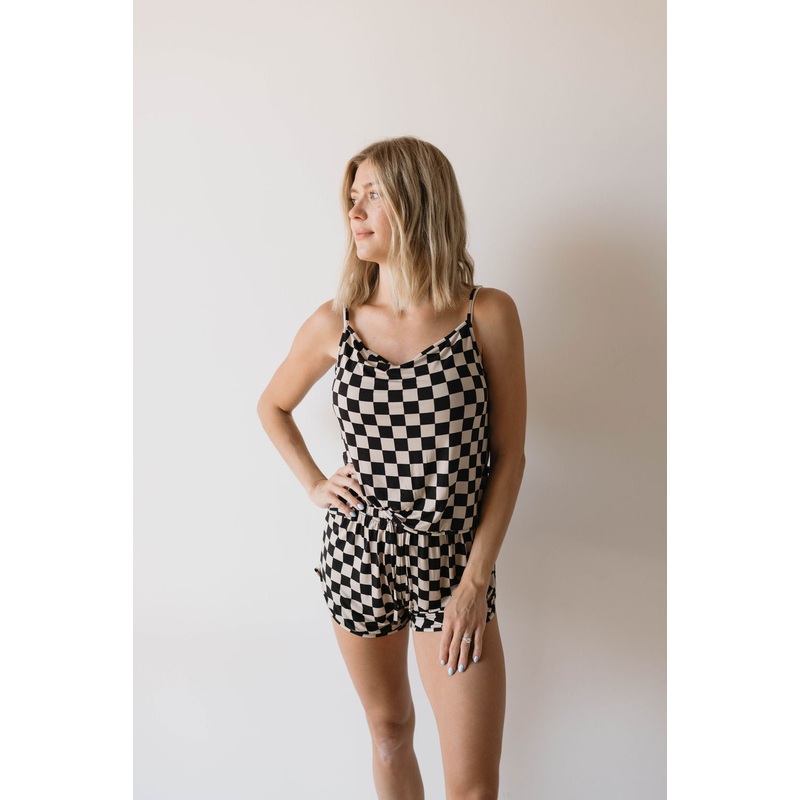 Cami Women's Bamboo Set | Black Checkerboard