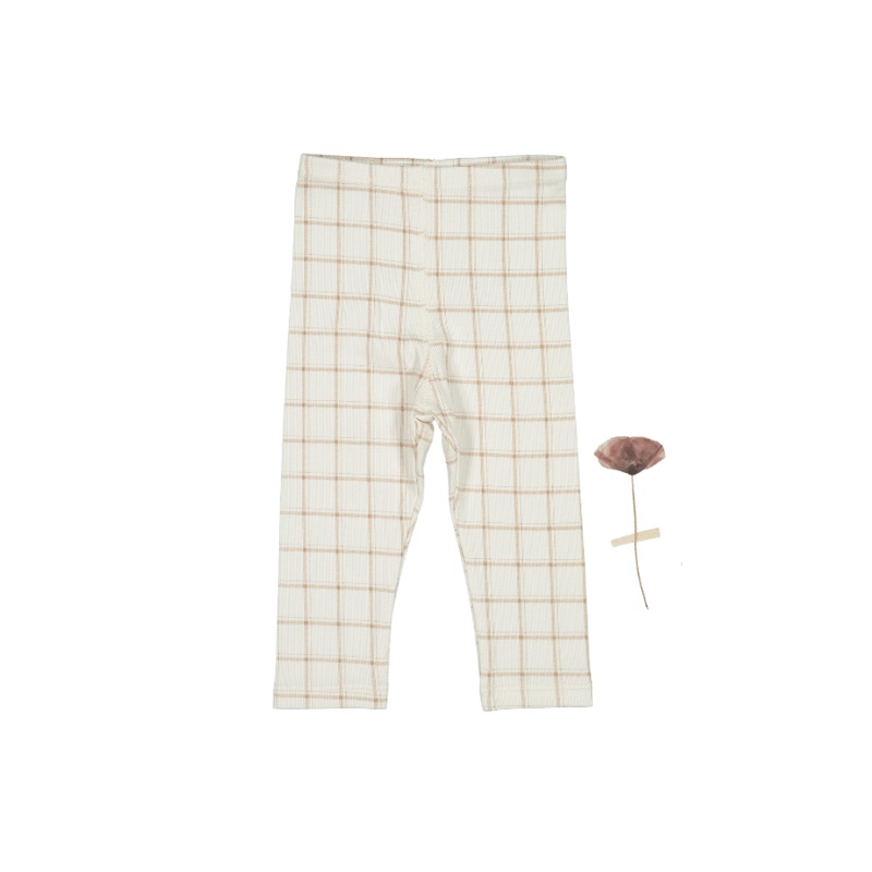 The Printed Legging - Tan Grid