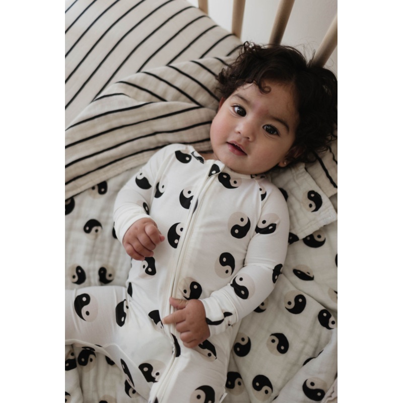 Bamboo Zip Pajamas | Black & White Yin Yang