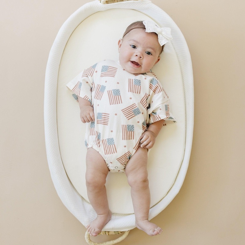 4th of July Flag Print T-Shirt Romper