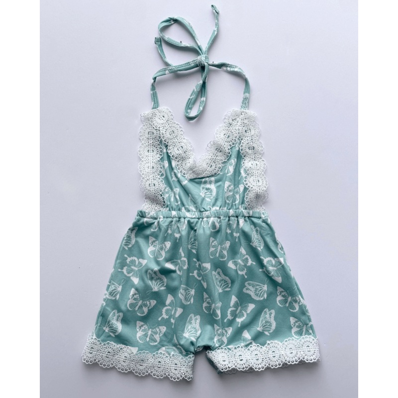 Nikki Lace Halter Romper - Bermuda Butterfly