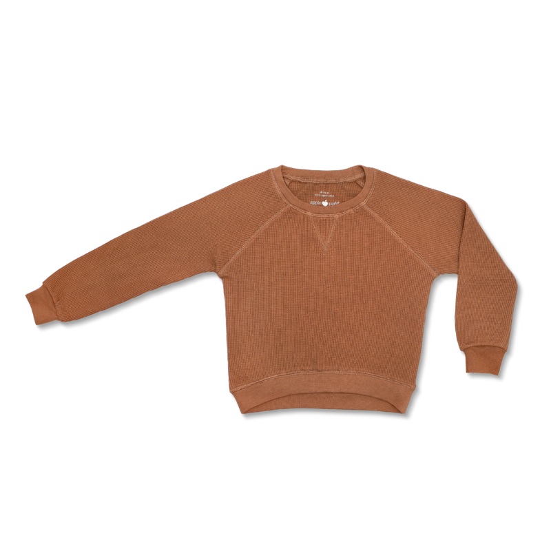 Waffle Crew Neck Sweatshirt - Caramel