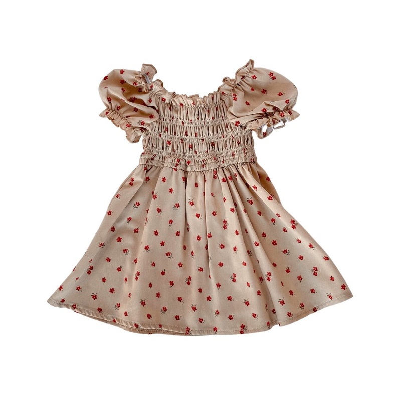 Hayes Smocked Puff Sleeve Dress - Red Floral