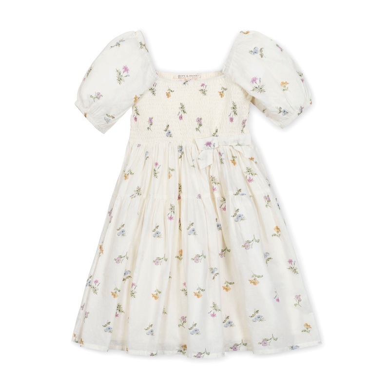 Organic Smocked Bubble Sleeve Dress