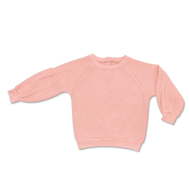 Waffle Balloon Sleeve Sweatshirt - Dusty Rose