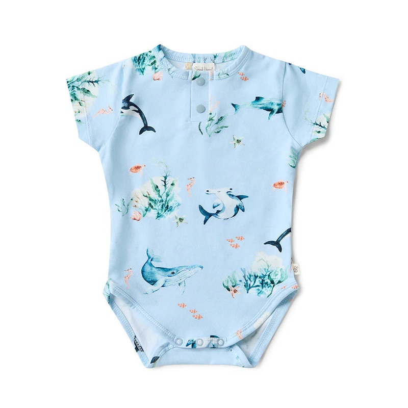 Snuggle Hunny - Organic Short Sleeve Bodysuit | Blue Ocean
