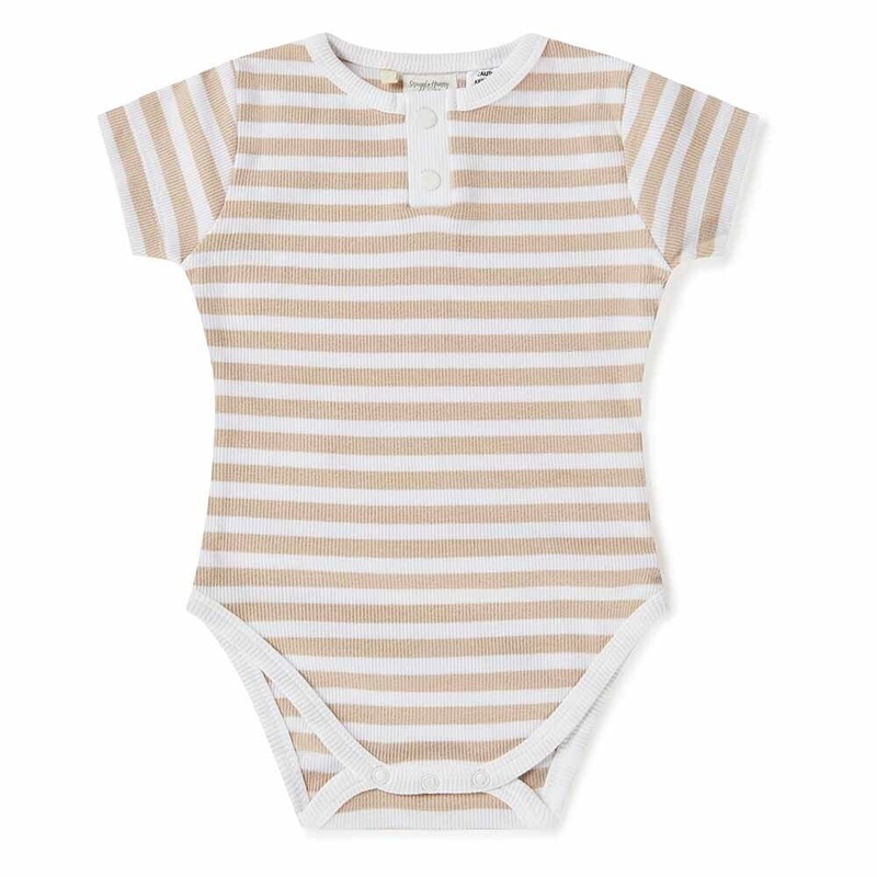 Snuggle Hunny - Organic Short Sleeve Bodysuit | Pebble Stripe