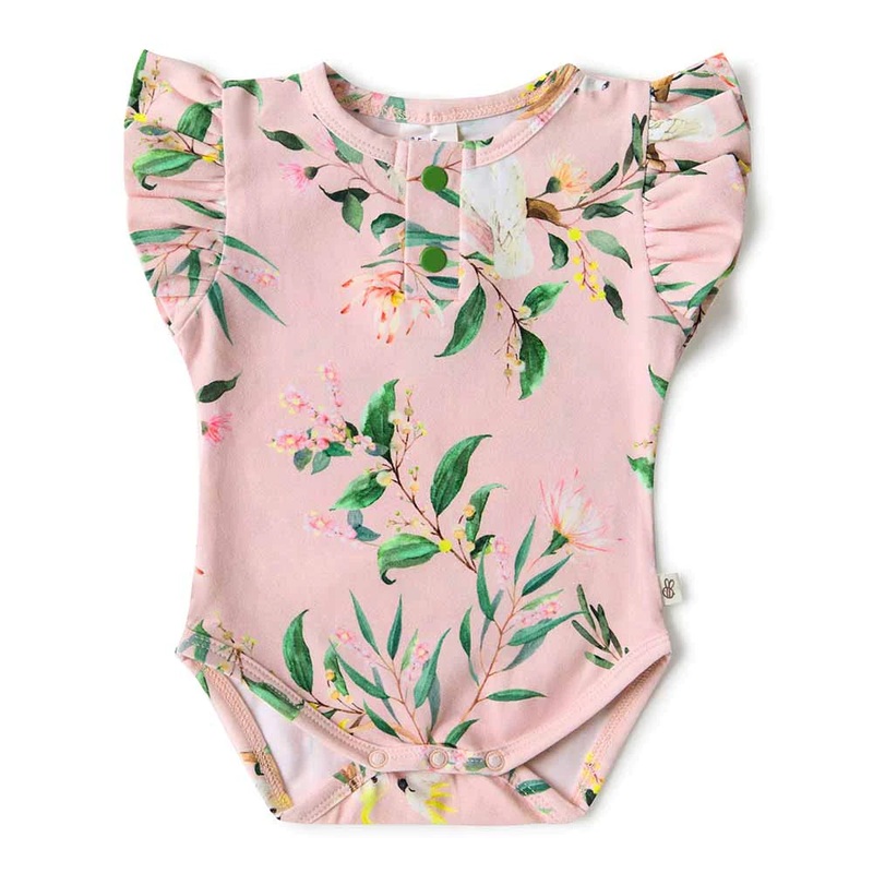 Snuggle Hunny - Organic Short Sleeve Bodysuit With Frill | Cockatoo