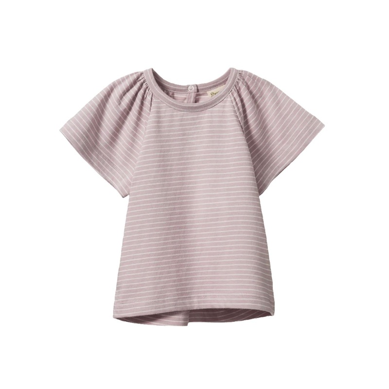 Nature Baby - Faye Tee | Lilac/Natural Pinstripe