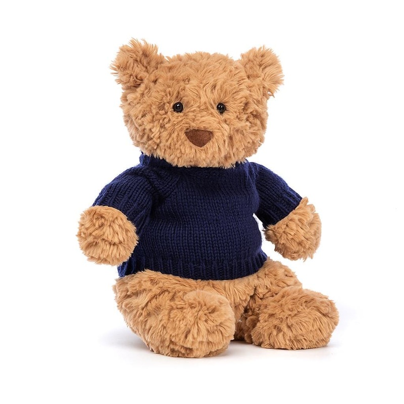 Jellycat - Bartholomew Bear | Medium With Personalised Navy Jumper