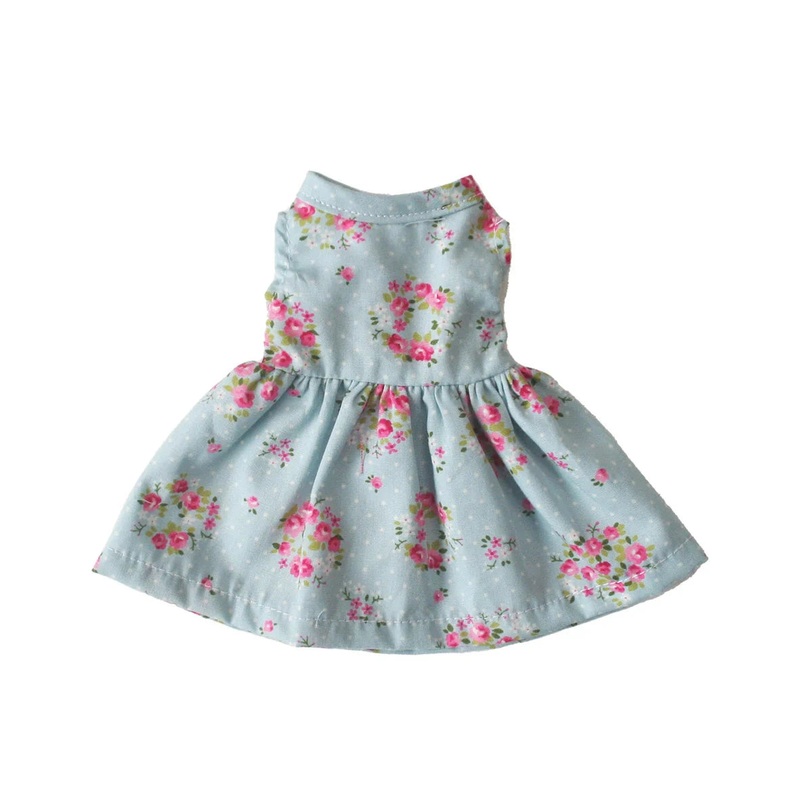 Alimrose - Small Doll Dress (20-28cm) | Blue Rose Floral