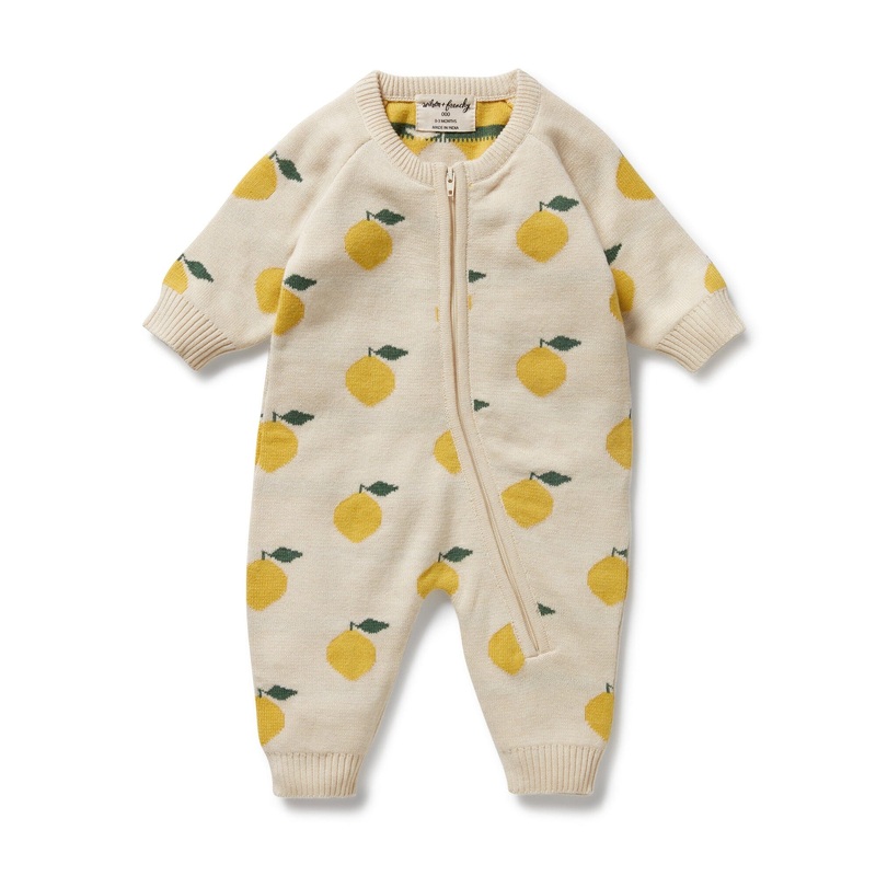 Wilson & Frenchy - Organic Knitted Jacquard Growsuit | Lemony