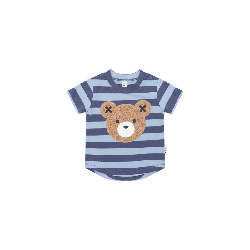 Huxbaby - Furry Hux Blue Stripe Bear T-Shirt - HB2061W25