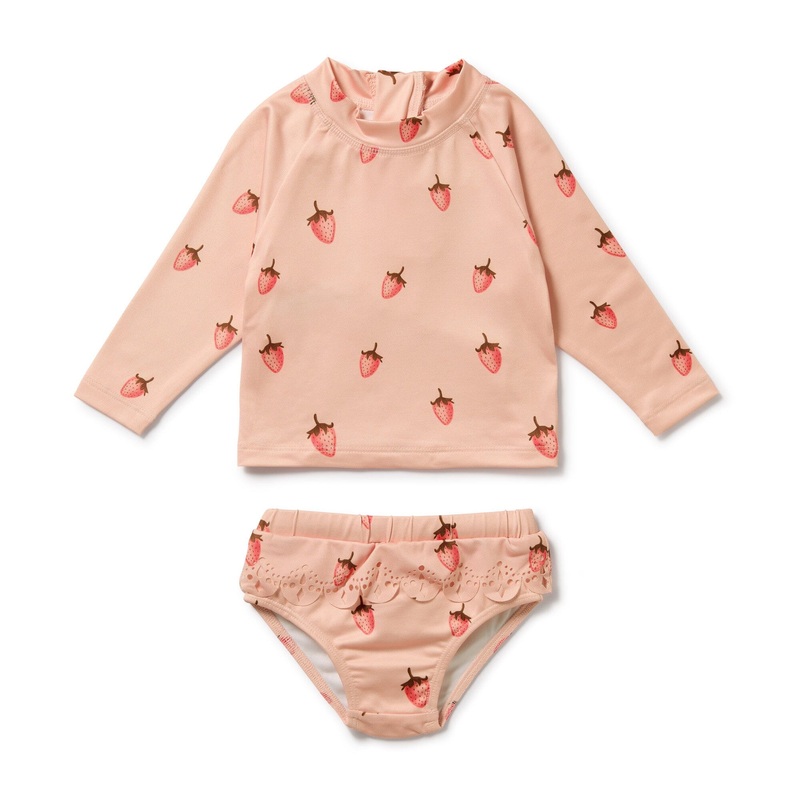 Wilson & Frenchy - Cutwork Rashie Swimset | Strawberry Kisses