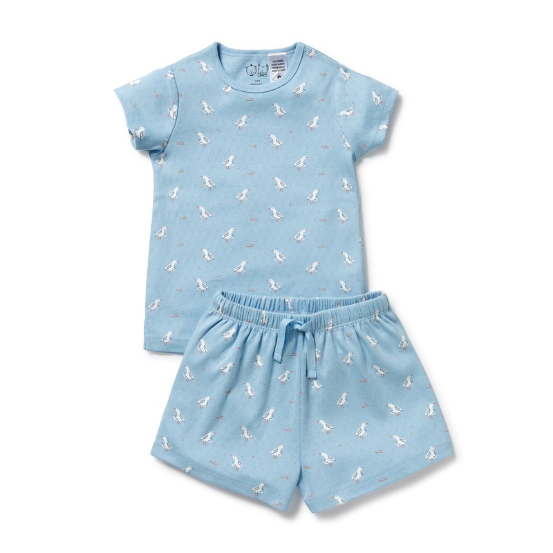 Wilson & Frenchy - Organic Pointelle Short Sleeved Pyjamas | Sunny Seagulls
