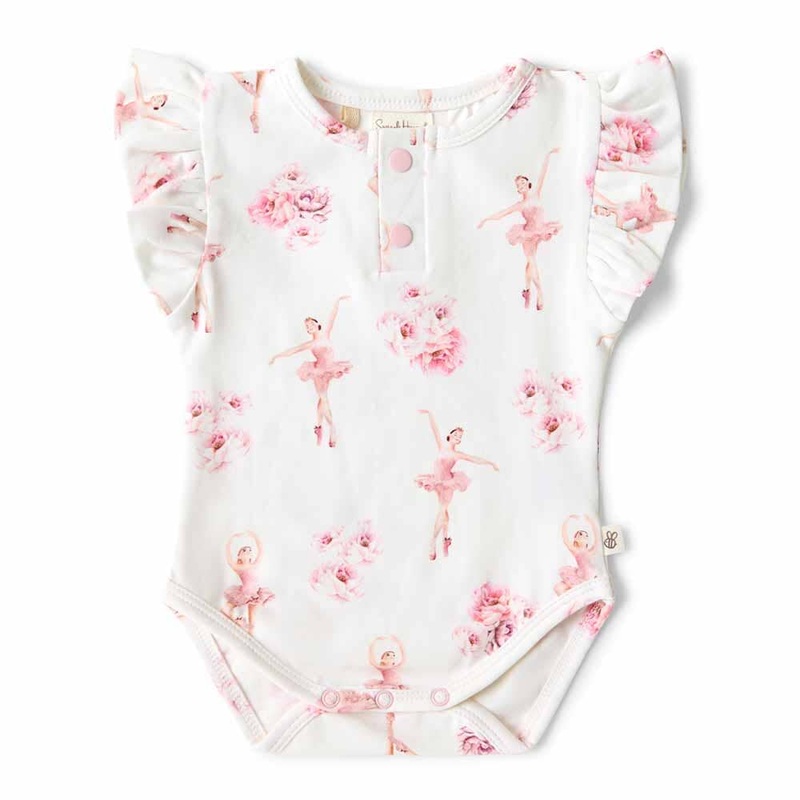Snuggle Hunny - Organic Short Sleeve Bodysuit With Frill | Ballerina