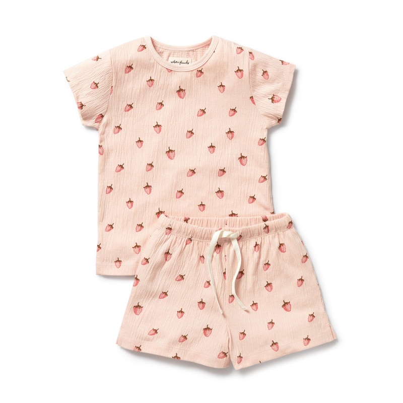 Wilson & Frenchy - Organic Short Sleeved Pyjamas | Strawberry Kisses