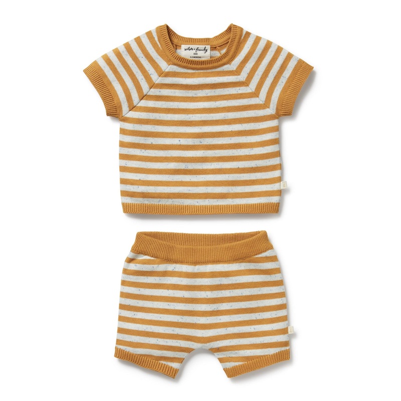 Wilson & Frenchy - Organic Knitted Set | Golden Wave Stripe