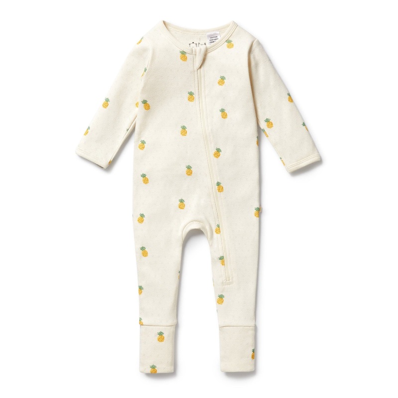 Wilson & Frenchy - Organic Pointelle Zipsuit with Feet | Piney Pals