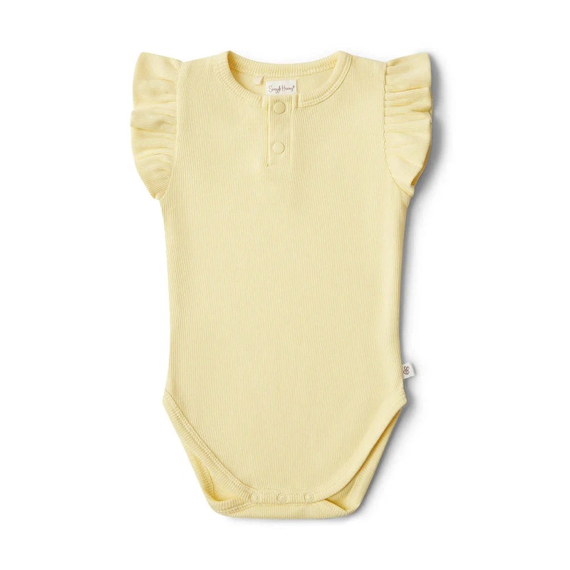 Snuggle Hunny - Organic Short Sleeve Bodysuit with Frill | Sunlight