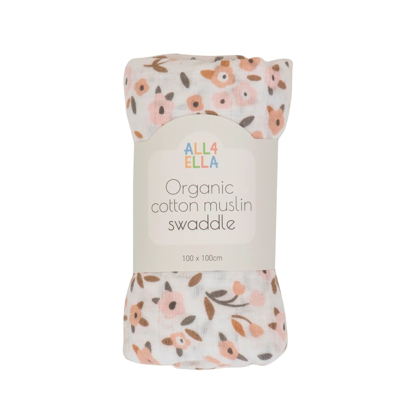 All 4 Ella - Organic Cotton Muslin Swaddle | Floral Bouquet