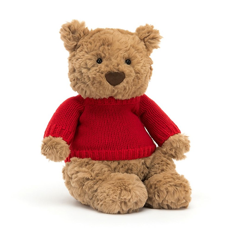 Jellycat - Bartholomew Bear | Medium With Personalised Red Jumper