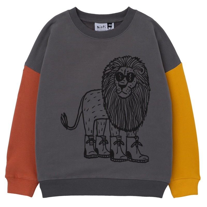 Minti Gumboot Lion Furry Crew - Dark Grey/Orange/Mustard