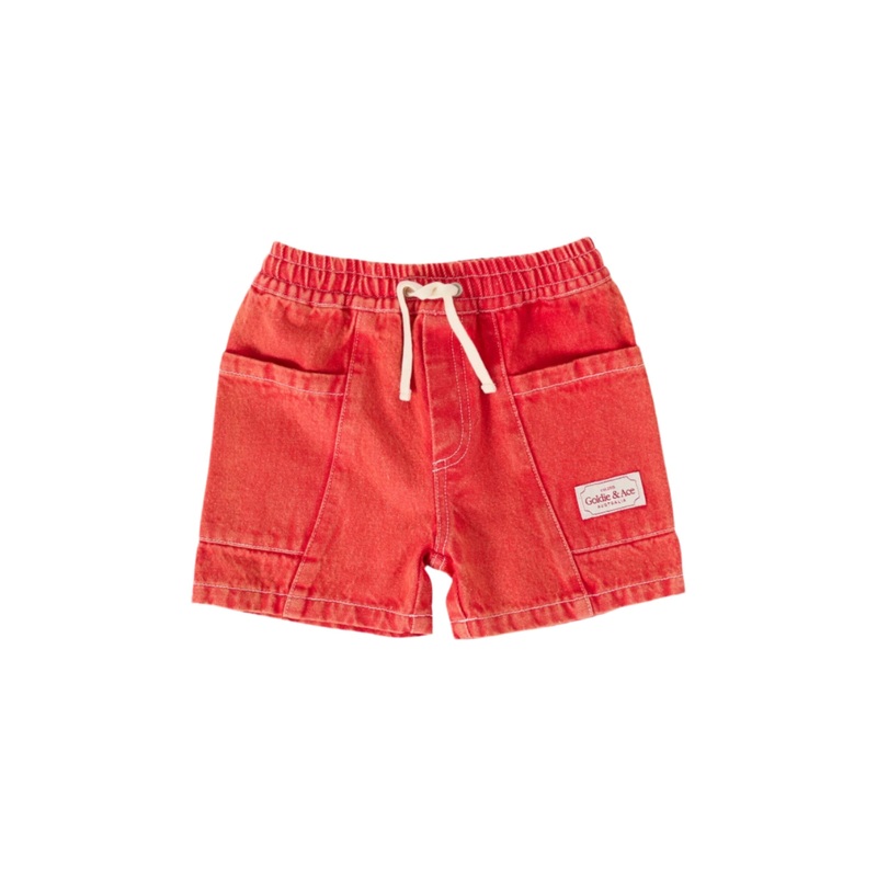 Goldie & Ace - Noah Denim Pocket Shorts Apple Red