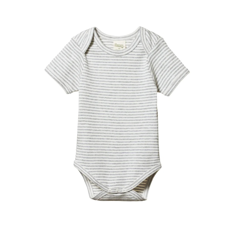 Nature Baby - Short Sleeve Bodysuit | Grey Marle Stripe