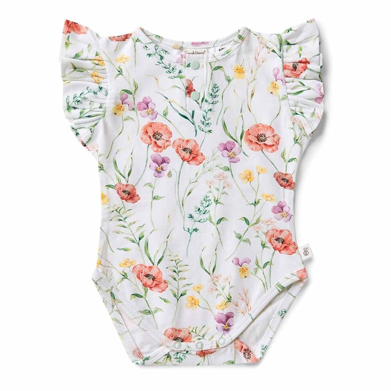 Snuggle Hunny - Organic Short Sleeve Bodysuit with Frill | Meadow