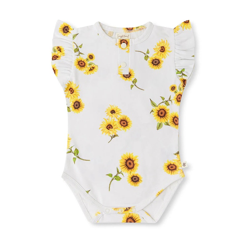 Snuggle Hunny - Organic Short Sleeve Bodysuit with Frill | Sunflower