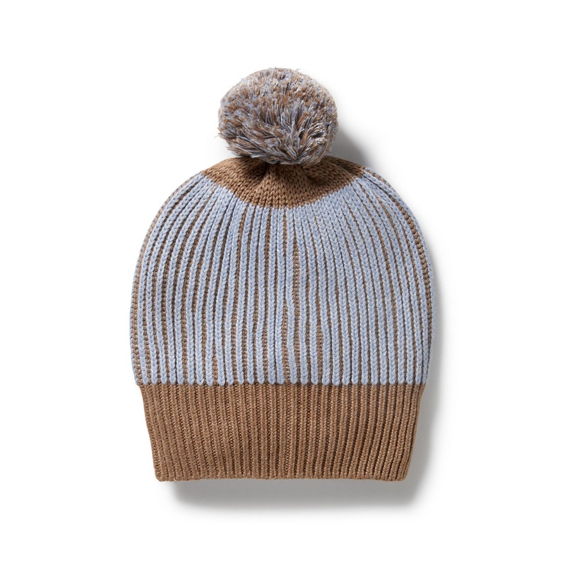 Wilson & Frenchy - Organic Knitted Ribbed Hat | Coco Blue Speckle
