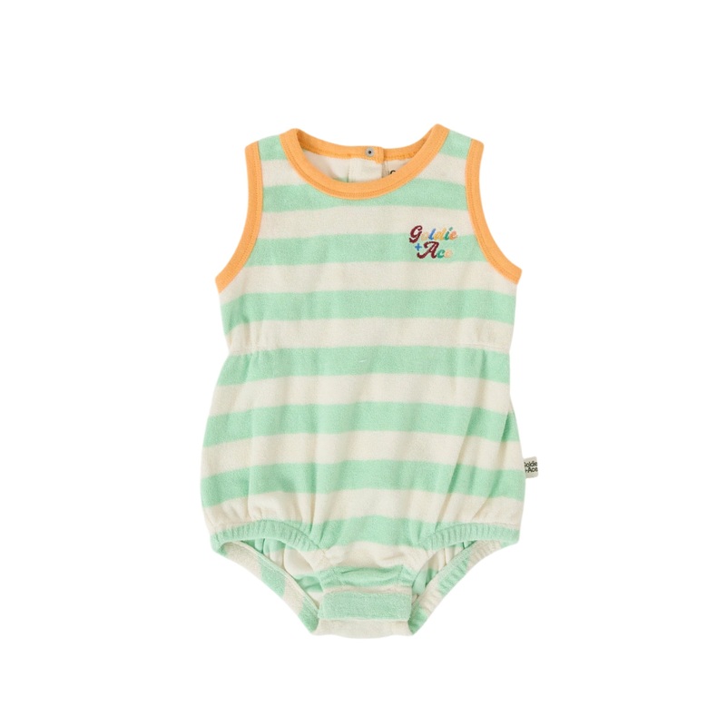 Goldie & Ace - Peas In A Pod Stripe Bubble Romper