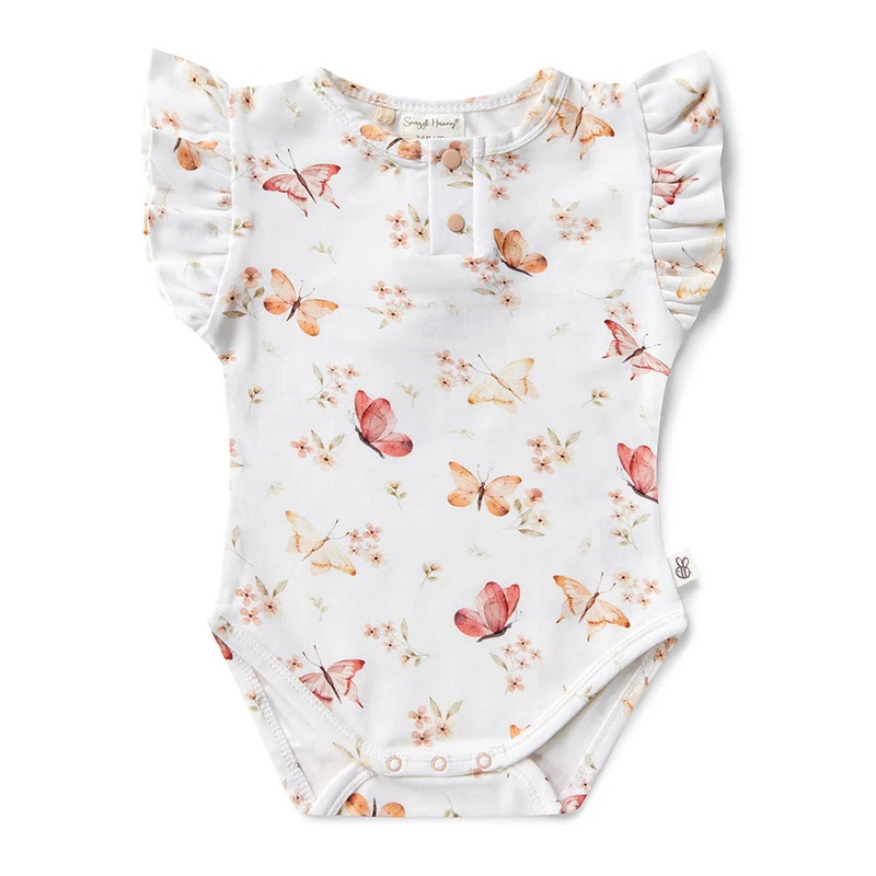 Snuggle Hunny - Organic Short Sleeve Bodysuit with Frill | Butterfly