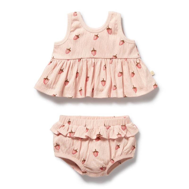 Wilson & Frenchy - Organic Ruffle Set | Strawberry Kisses