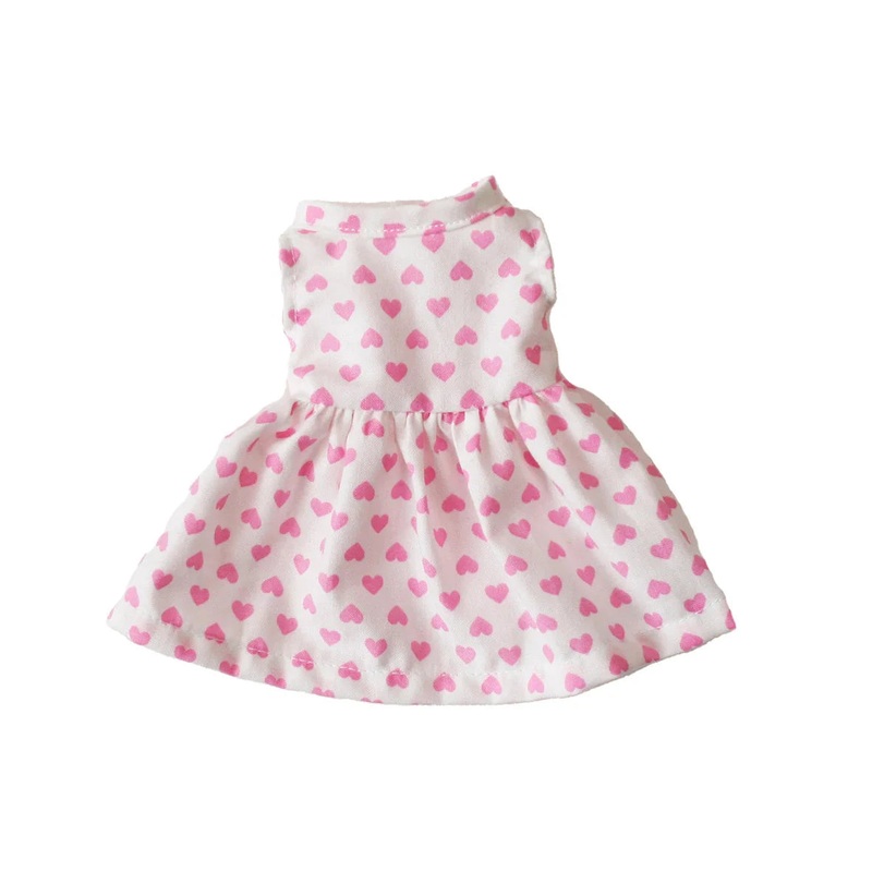 Alimrose - Small Doll Dress (20-28cm) | Pink Hearts