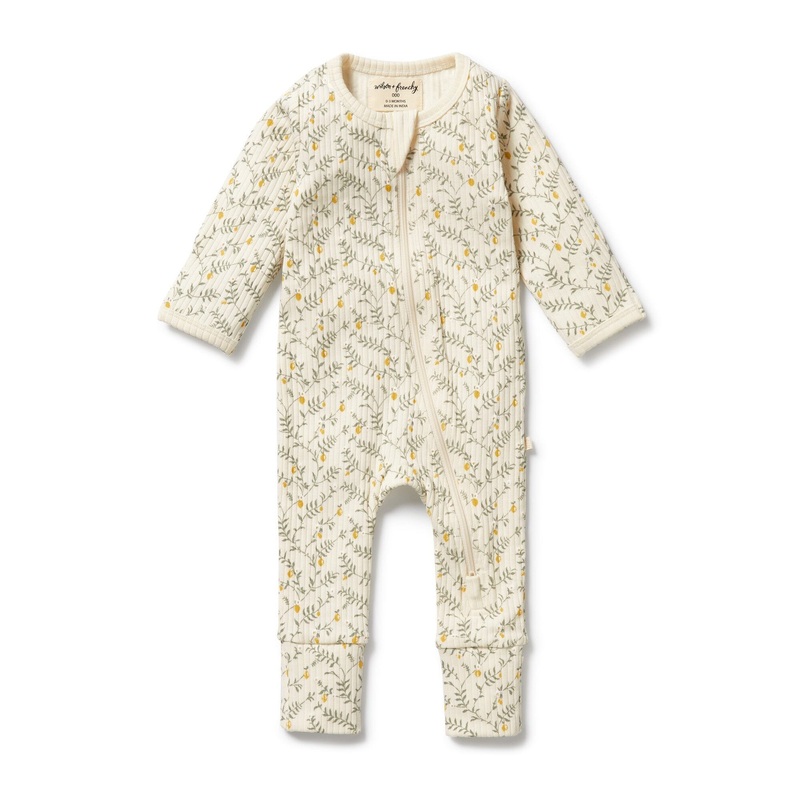 Wilson & Frenchy - Organic Zipsuit with Feet | Lemon Leaf