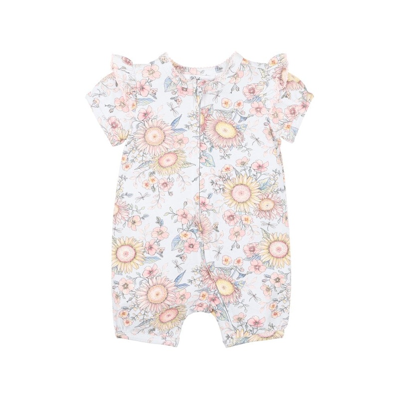 Bebe - Abby Print SS Zip Romper